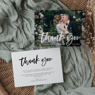 Casual Script and Photo   Wedding Thank You Card