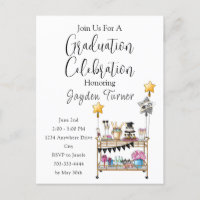 Casual Script Bar Cart Graduation Invitation