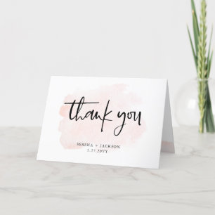 Casual Script Blush Minimalist Wedding Thank You Card