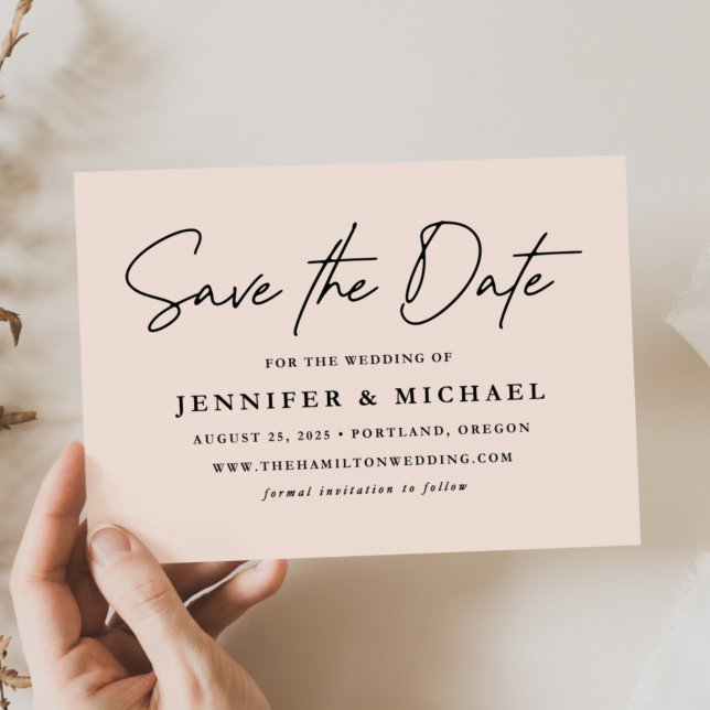Casual Script Blush Wedding Save The Date (Creator Uploaded)
