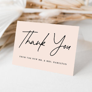 Casual Script Blush Wedding Thank You Card