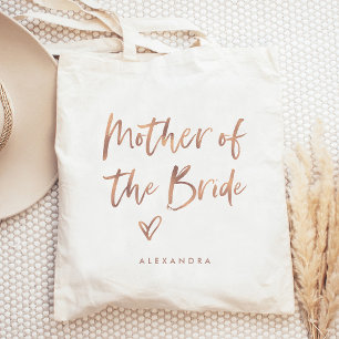 Casual Script   Chic Rose Gold Mother of the Bride Tote Bag