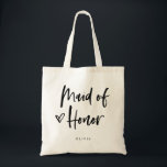 Casual Script | Chic Simple Maid of Honour Gift Tote Bag<br><div class="desc">This stylish and chic bridal party gift bag features modern,  casual black script typography that says "Maid of Honour, " and a trendy scribbled heart,  with her name in simple bold text. The perfect elegant wedding gift for your entire wedding party.</div>