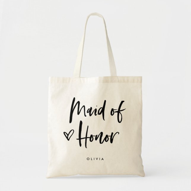 Casual Script | Chic Simple Maid of Honour Gift Tote Bag (Front)