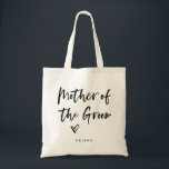 Casual Script | Chic Simple Mother of the Groom Tote Bag<br><div class="desc">This stylish and chic bridal party gift bag features modern,  casual black script typography that says "Mother of the Groom, " and a trendy scribbled heart,  with her name in simple bold text. The perfect elegant wedding gift for your entire wedding party.</div>