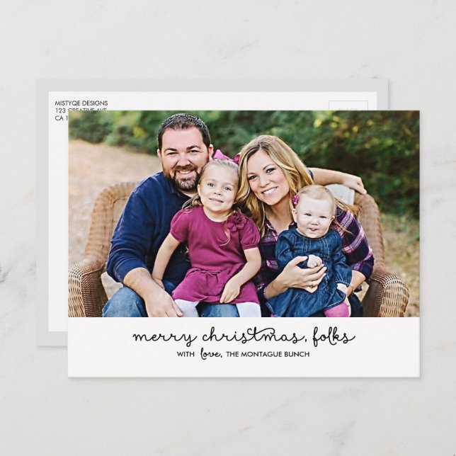 Casual Script Christmas Holiday Postcard (Front/Back)