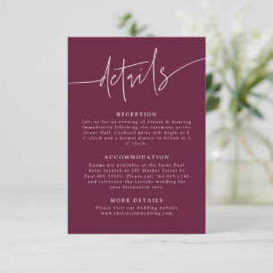 Casual Script Cranberry Wedding Details Enclosure Card
