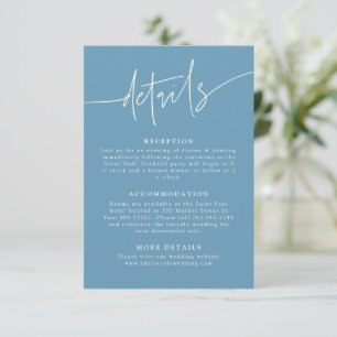Casual Script Denim Blue Wedding Details Enclosure Card