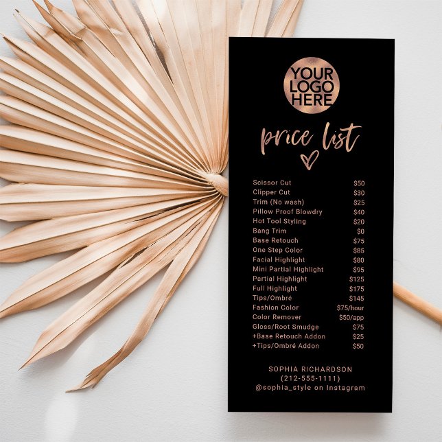 Casual Script Heart and Logo | Price List Services Rack Card (Creator Uploaded)
