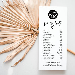 Casual Script Heart and Logo   Price List Services Rack Card