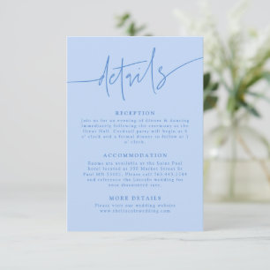 Casual Script Icy Blue Wedding Details Enclosure Card