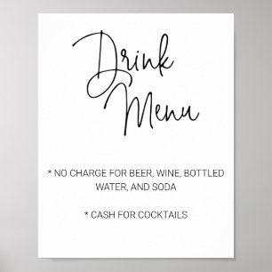 Casual Script Limited Bar Drink Menu Wedding Poster