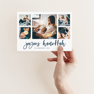 Casual Script Multi Photo Grid   Joyous Hanukkah Holiday Card