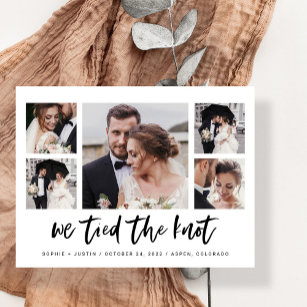Casual Script Multi Photo Wedding Announcement Postcard
