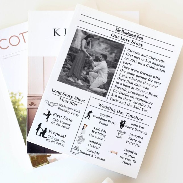 Casual script newspaper wedding save the date invitation (Creator Uploaded)