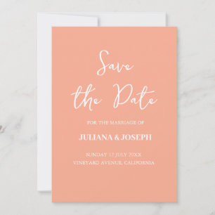 Casual Script Peach Typography Wedding Save The Date
