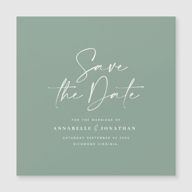 Casual script sage green typography wedding save t (Front)
