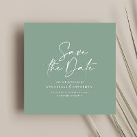 Casual script sage green typography wedding