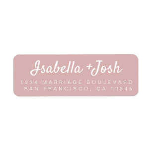 Casual Script Silver Pink Wedding Return Address