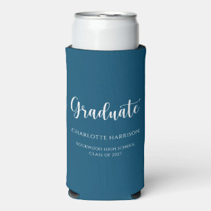 Casual Script Simple Graduation Party Seltzer Can Cooler