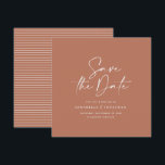 Casual script terracotta typography wedding save the date<br><div class="desc">Casual script terracotta typography wedding save the date announcement.</div>