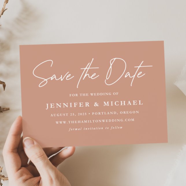Casual Script Terracotta Wedding Save The Date (Creator Uploaded)