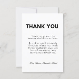 Casual script thank you message note card