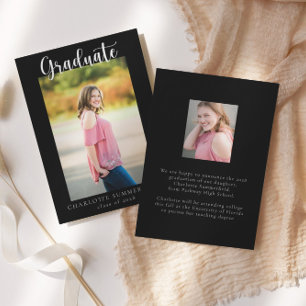 Casual Script Two Photo   Graduation Announcement