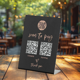 Casual Script   Two Ways to Pay Scannable QR Code Pedestal Sign