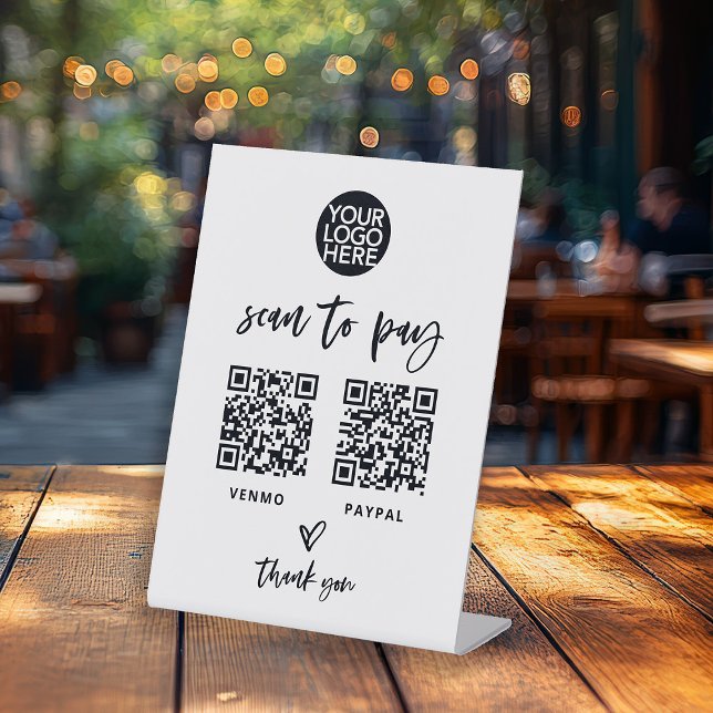 Casual Script | Two Ways to Pay Scannable QR Code Pedestal Sign (Creator Uploaded)