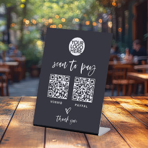 Casual Script   Two Ways to Pay Scannable QR Code Pedestal Sign