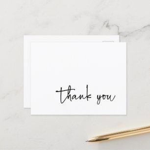 Casual Script Typography Black and White Thank You Postcard