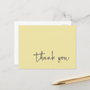 Casual Script Typography Lemon Yellow Thank You Postcard