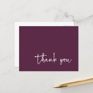 Casual Script Typography Plum Thank You Postcard