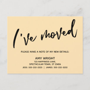Casual, Simple I've Moved Typography Peach Postcard