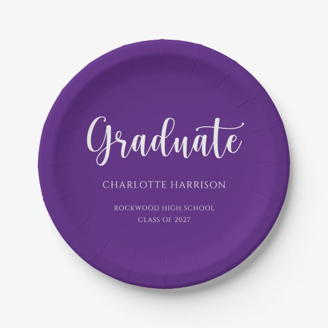 Casual Simple Script Graduation Party Paper Plate (Front)