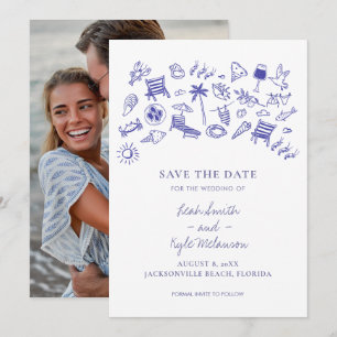Casual Summer Coastal Wedding Photo Save the Date