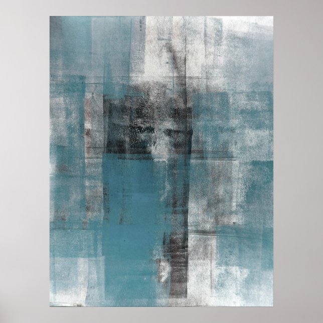 'Casual' Teal and Black Abstract Art Painting Poster (Front)