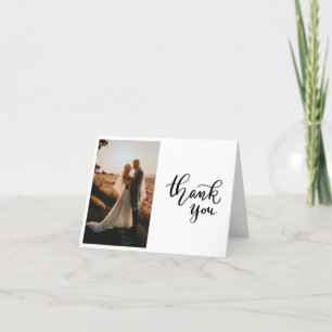 Casual Thank You Script Wedding Photo  Card