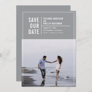 Casual Typography Frame Flat Save The Date Photo