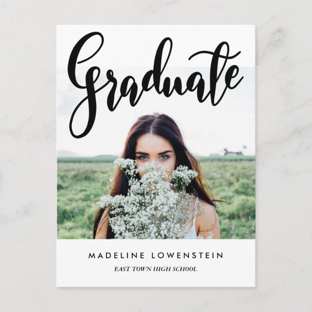 Casual Typography Graduate Photo Invitation Postcard (Front)