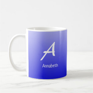Casual Typography Monogram Blue Ombre Coffee Mug