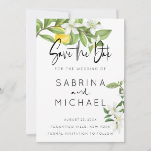Casual Watercolor Lemon Blossom Save the Date