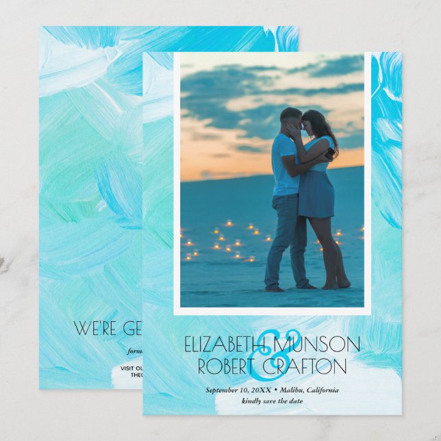 Casual Watercolor Photo Wedding Save The Date (Front/Back)