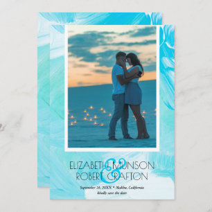 Casual Watercolor Photo Wedding Save The Date