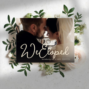 Casual We Eloped Script Photo Announcement Postcard