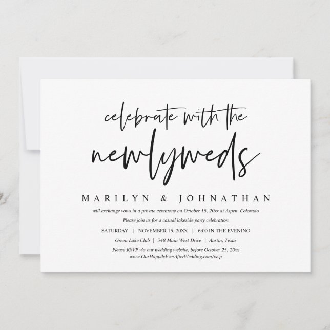Casual Wedding Elopement Dinner Celebration Invitation (Front)