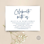 Casual Wedding Elopement Party, Celebrate with us Invitation<br><div class="desc">Modern Script themed,  wedding elopement invitation card (Celebrate with us). It is perfect for your wedding elopement casual lakeside wedding dinner,  dancing and party.</div>