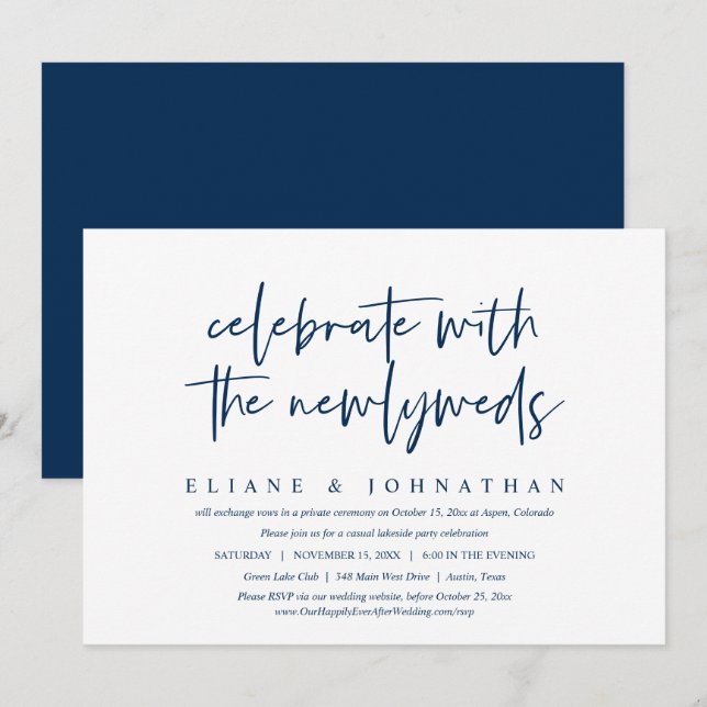 Casual Wedding Elopement Party Celebration Invitat Invitation (Front/Back)