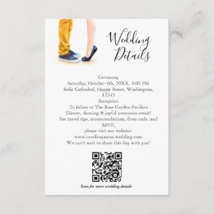 Casual Wedding Modern Script Couple Illustration Enclosure Card